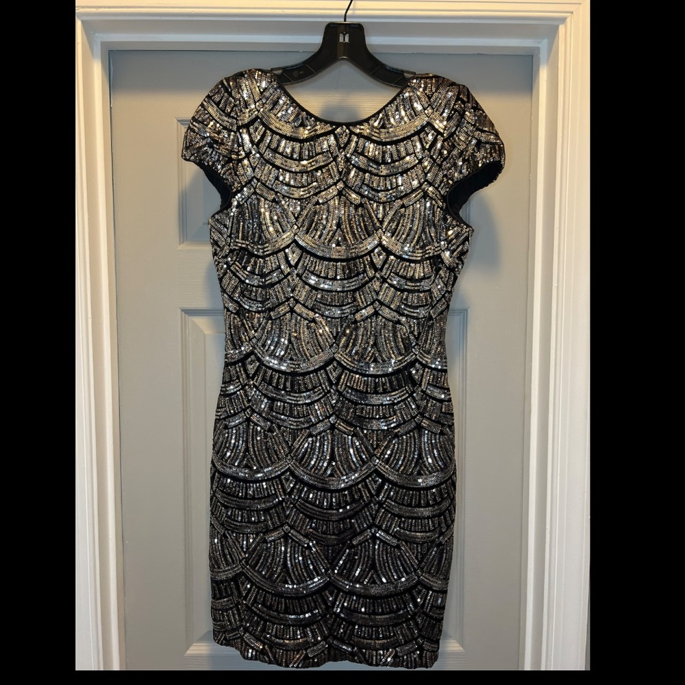 “Dress The Population” Sequin  Metallic Tabitha Sheath Dress size XL